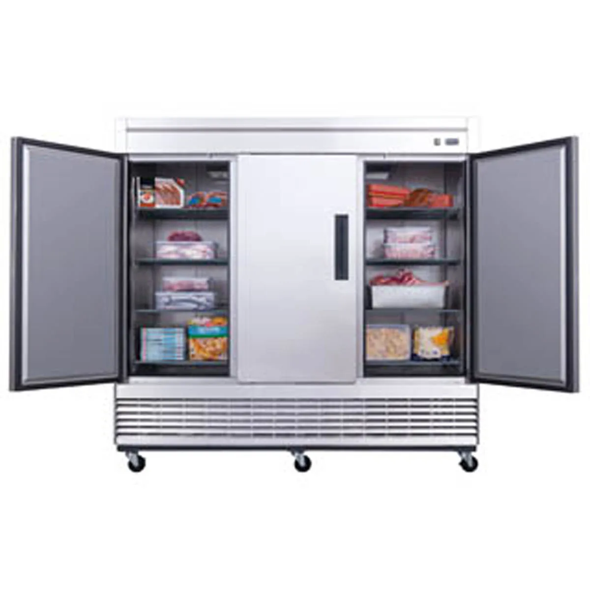 Dukers Appliance Co D83F 82" 3-Solid Door Reach-In Freezer, Bottom Mounted, 64.80 cu. ft.