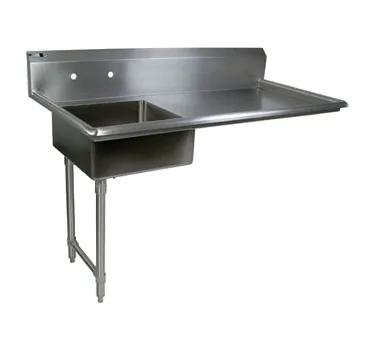 John Boos JDTS-20-60UCL-X 60" Undercounter Soiled Dishtable w/ Sink On Left, 10" Backsplash