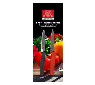 Omcan USA 21874 Paring Knife Set – 4" 2‑Edge, Stmpd Spear‑Pt Stainless Blade, Blk Poly Handle – Set
