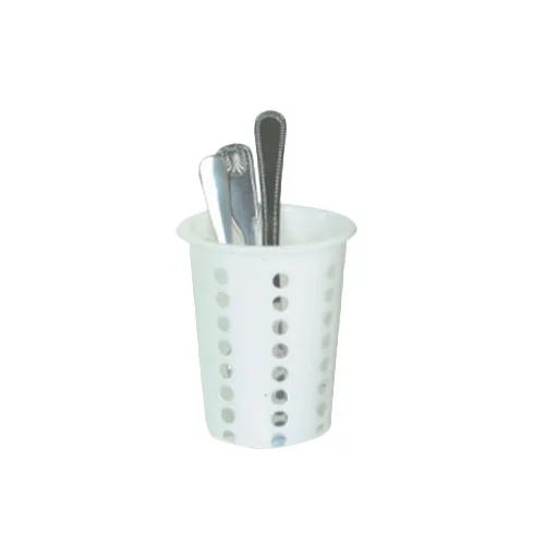 Thunder Group PLFC001 White Plastic Flatware Cylinder, 4-1/4" Dia. x 5-1/4"H, Perforated, Sold per Dozen