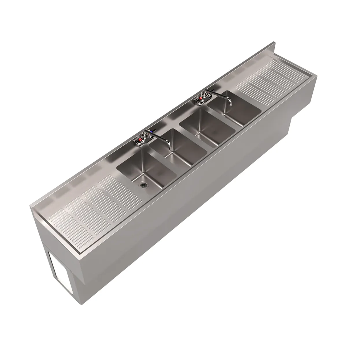 BK Resources UBB-18-496TS Underbar Sink Units, 4 Compartment with 2 Drainboards
