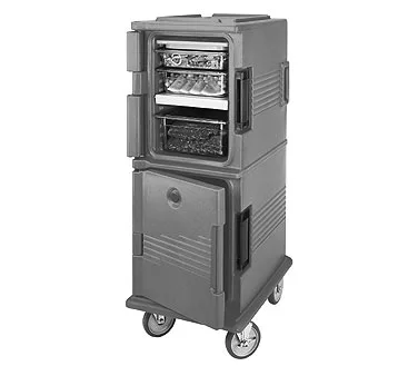 Cambro UPCHT800401 Ultra Camcart Heated Carrier, 1-Section, Dutch Door, 12-Pan Capacity, Polyethylene, Slate Blue, 54"H