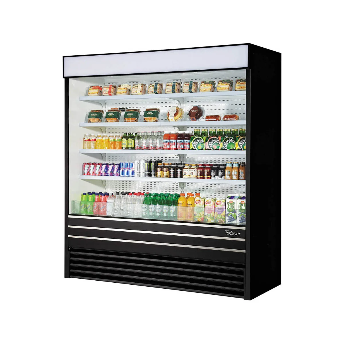 Turbo Air TOM-72EB-N 72" Vertical Open Air Merchandiser in Black, Self-Contained, 4 Shelves