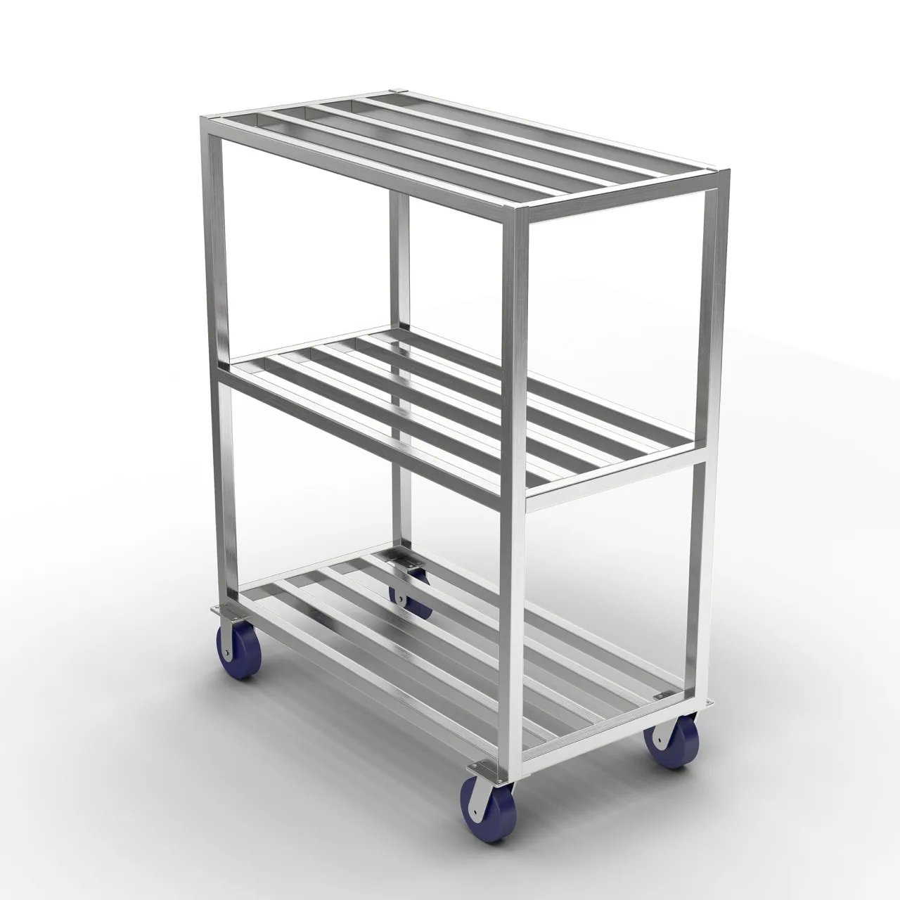 Winholt ALMCS-72-424-79H All-Welded Aluminum 4 Shelf Mobile Cooler Shelving w/ (4) 6" Casters