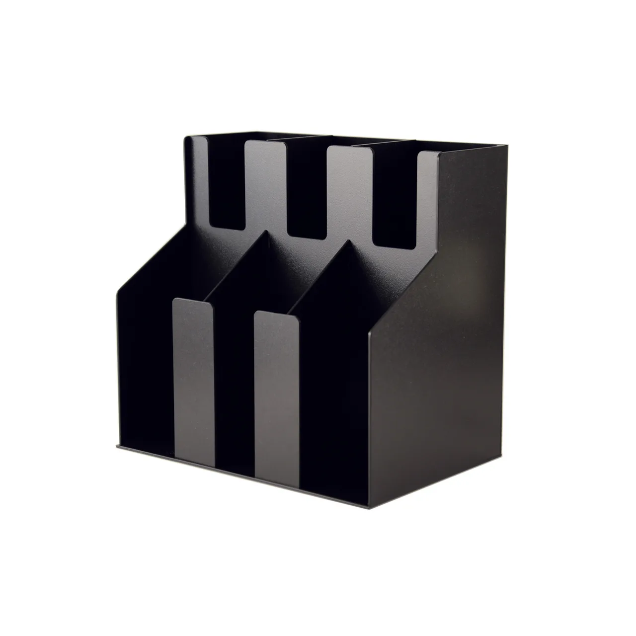 CAC China ACO2-3B Cup Lid Organizer, 2‑Tier 3‑Stack, Fits 4" Dia. Cups/Lids, Black Acrylic, BPA‑Free