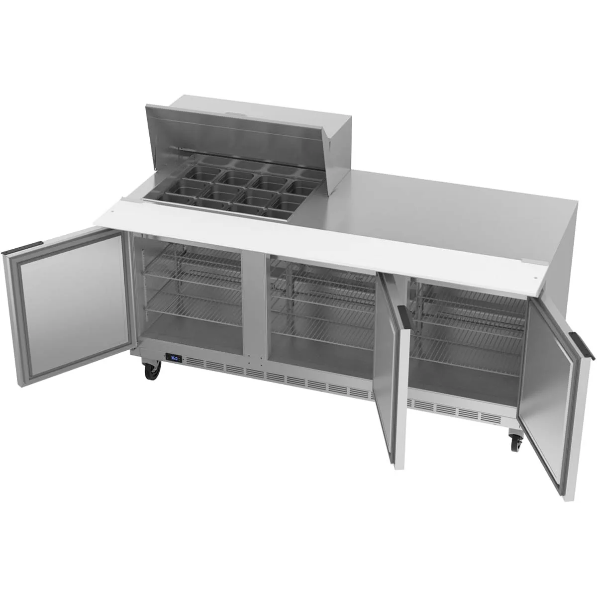 Beverage Air SPE72HC-12M 72" Mega Top Sandwich / Salad Prep Table w/ 3 Doors, 12 Pans, 20 cu. ft.