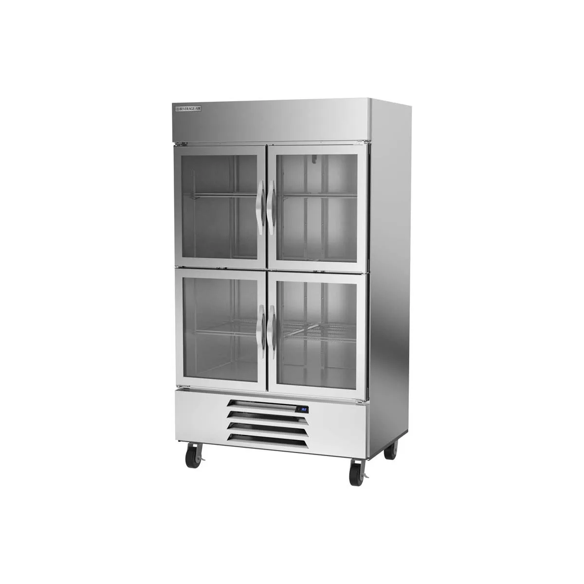 Beverage Air HBR44HC-1-HG 47" 2-Section Reach-In Refrigerator w/ 4 Glass Half Doors, Bottom Mount, 1/3 hp, 40 cu. ft.