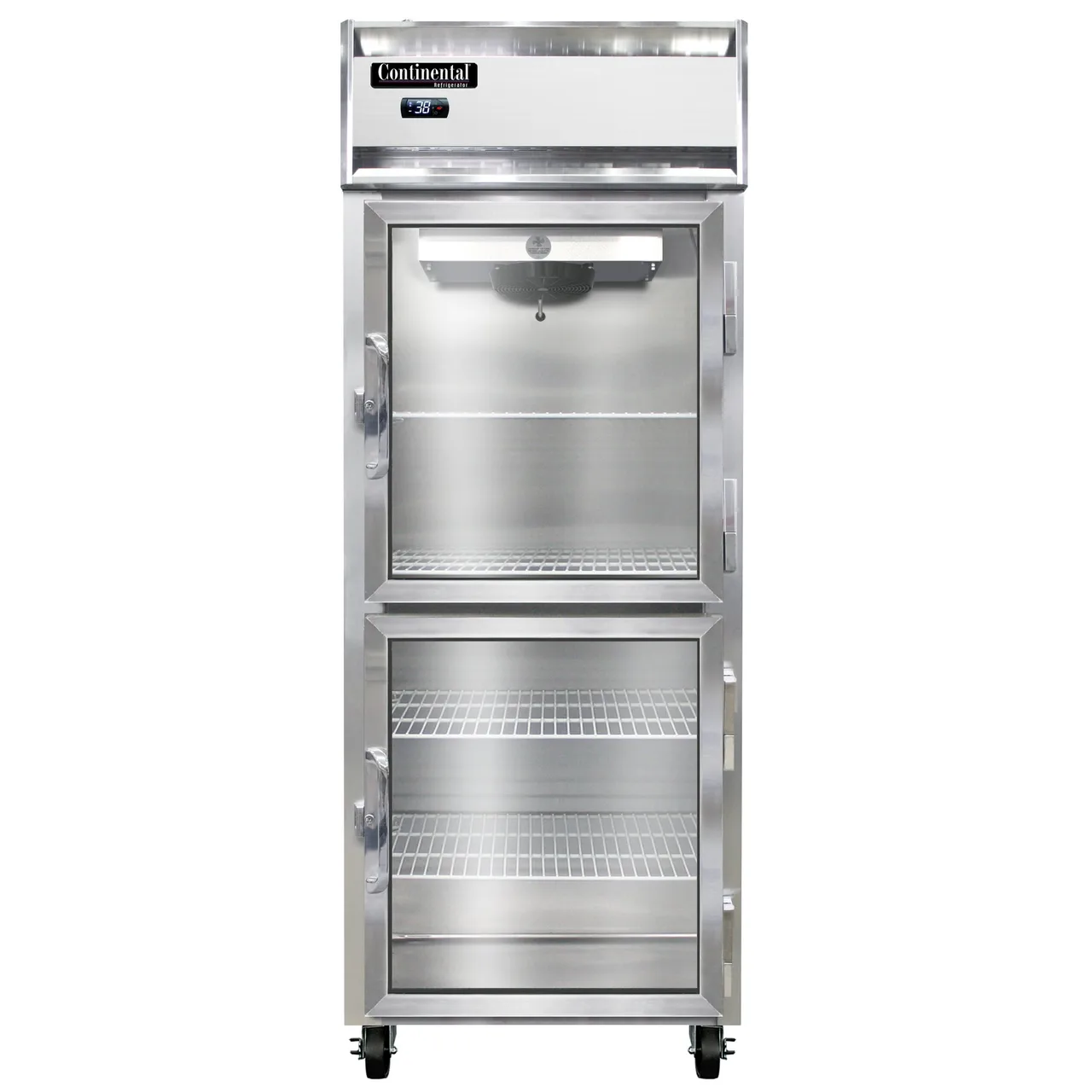 Continental 1RENGDHD 28.5" 1-Section Reach-In Refrigerator w/ 2 Half Glass Doors, Stainless Steel Front Aluminum Exterior, 21 cu. ft.