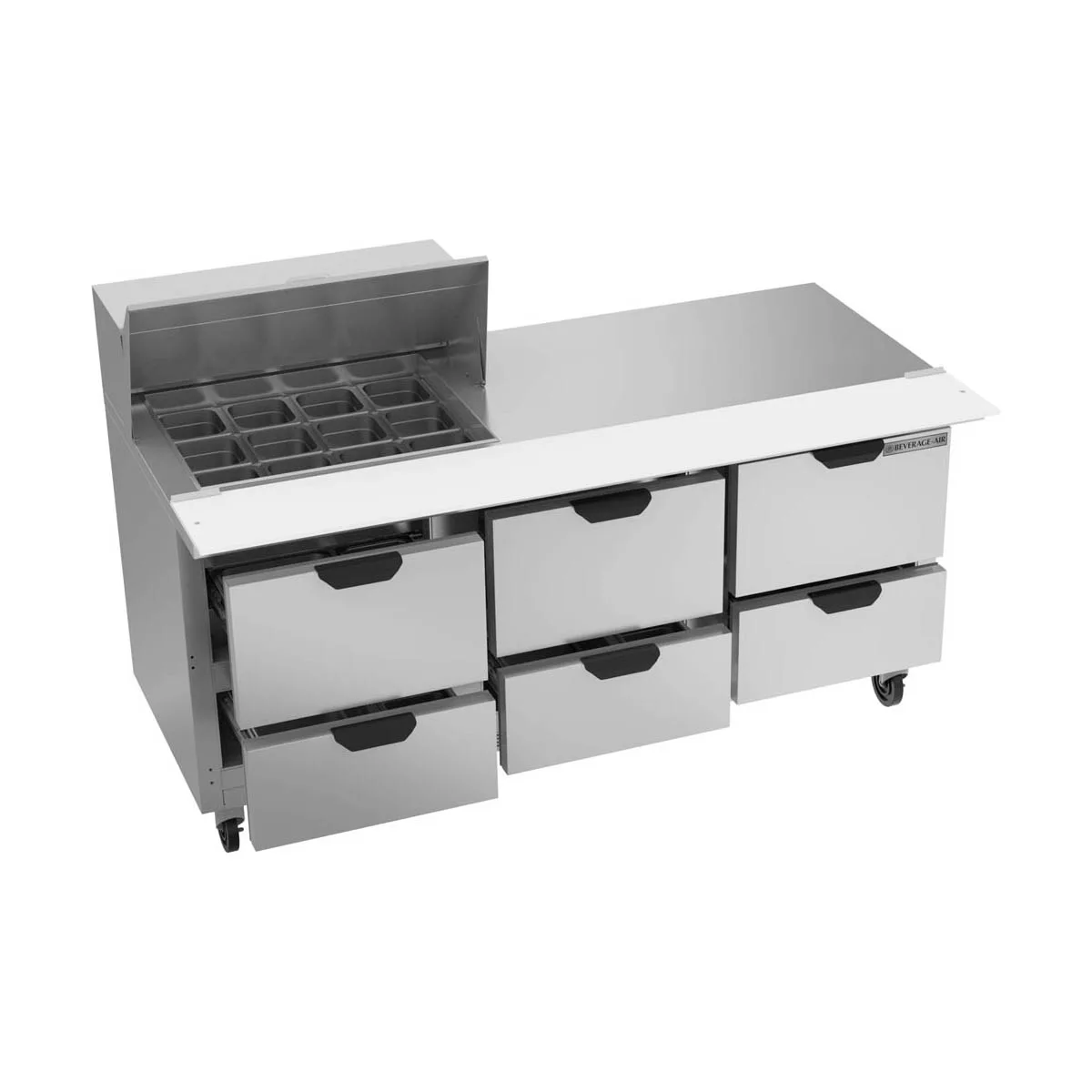 Beverage Air SPED72HC-12M-6 72" Mega Top Sandwich/Salad Prep Table w/ 6 Drawers, 12 Pans