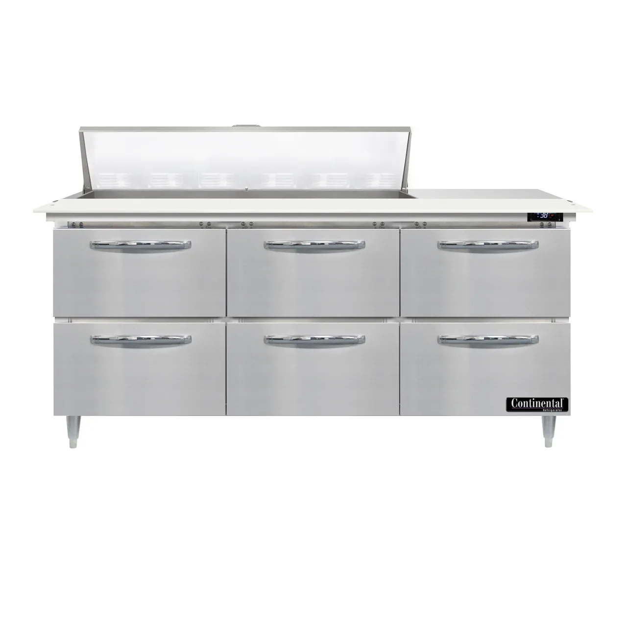 Continental Refrigerator D72N12C-D 72" Sandwich / Salad Prep Table w/ 6 Drawers, 12 Pans