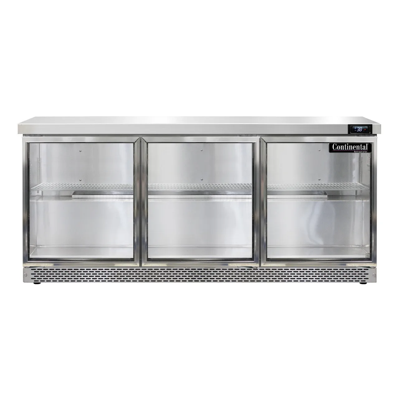 Continental Refrigerator SW72NGD-FB 72" WorkTop Refrigerator w/ 3 Glass Doors, 20.6 cu. ft.