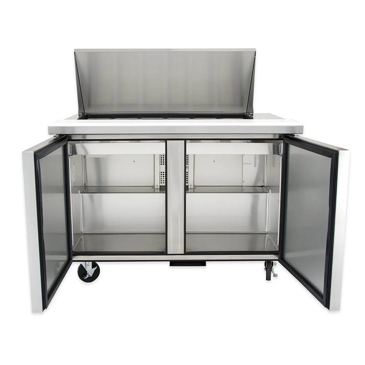 True TSSU-48-18M-B-HC 48" Mega Top Sandwich/Salad Prep Table w/ 2 Doors 18 Pans