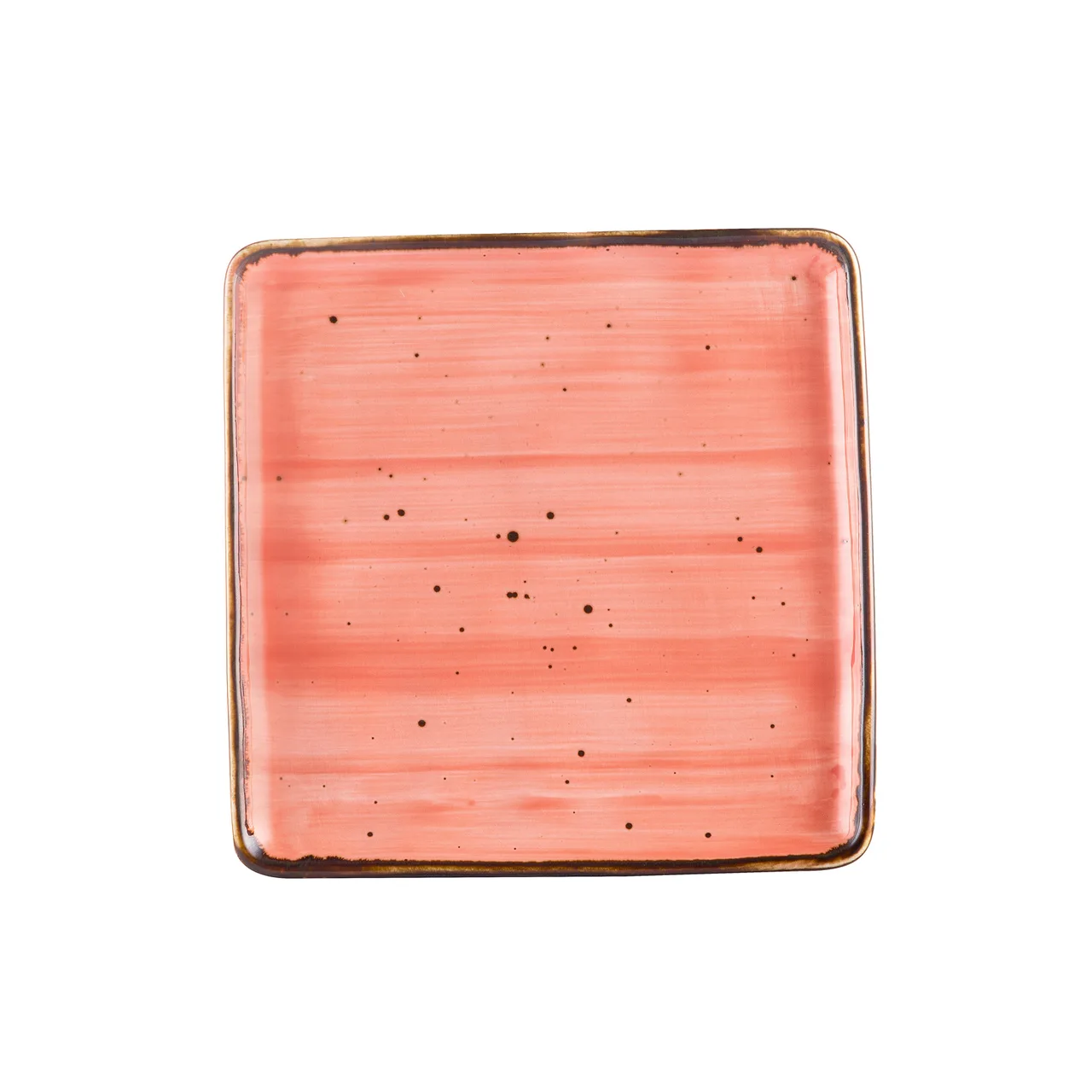 CACChina TUS-SQ8-CRL Tucson Square Plate 8-1/4"x8-1/4"x1/2", Porcelain Coral, Reactive Glaze - Dozen