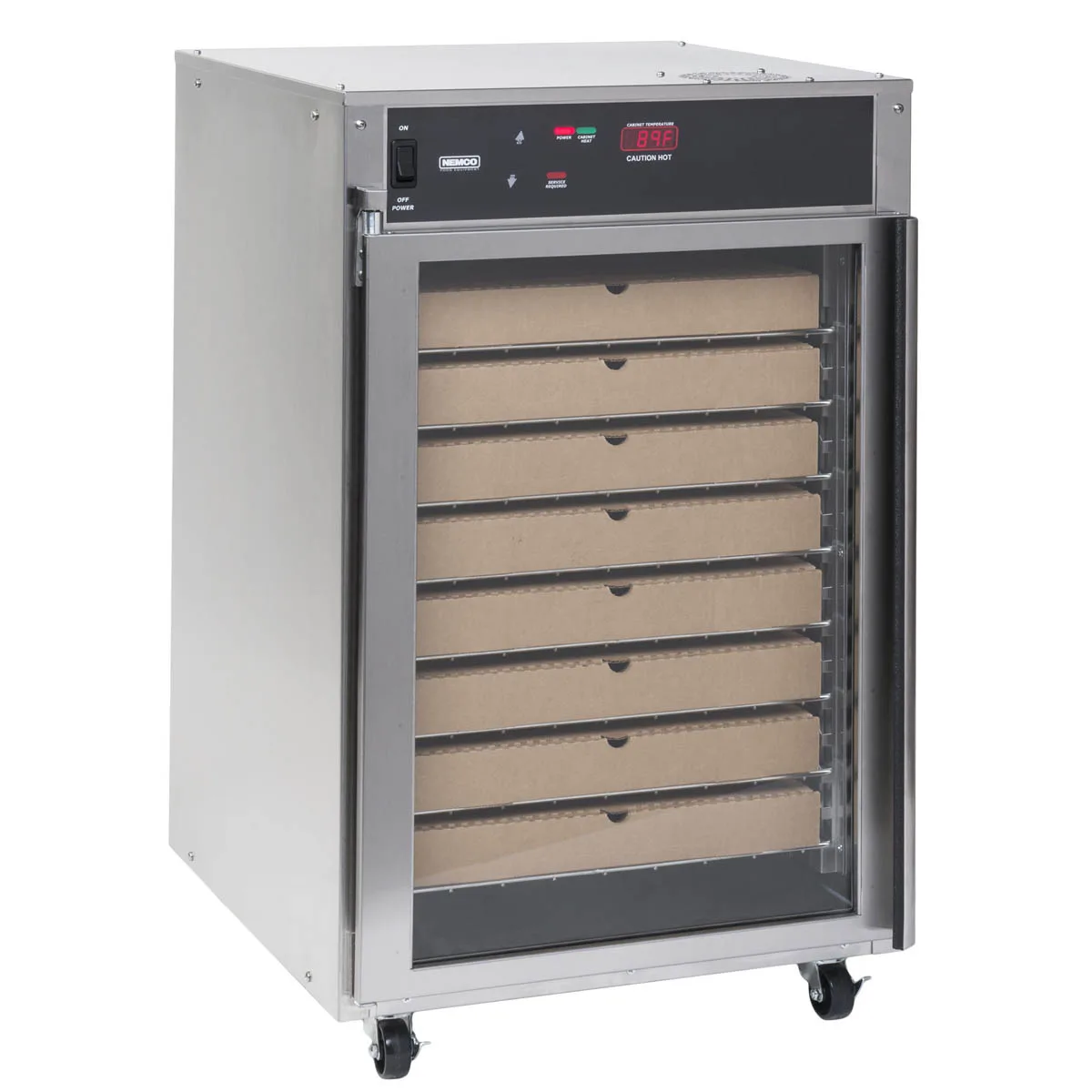 Nemco 6410 Half 1‑Door Glass Heated Cabinet 22×25×34 in Steel 8‑Box Pizza 120V 1230W 145‑187°F