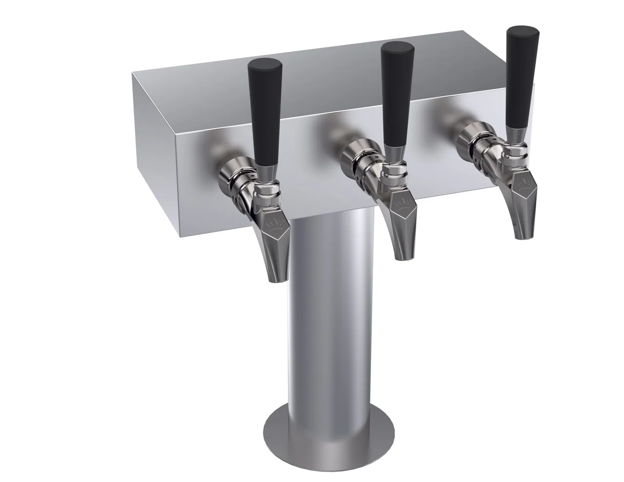 Krowne KTH-3S Draft Beer Tower, 12" Column, Steel Finish, Glycol‑Cooled, Three‑Tap, No Handles