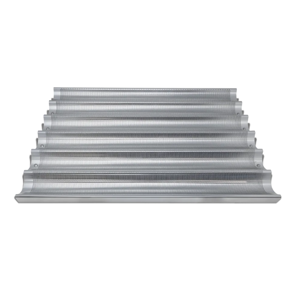 Omcan USA 81116 Baguette Pan, Six 26" x 2-7/16" Compartments, 18" x 26" x 1-1/5" OA, Glazed Aluminum