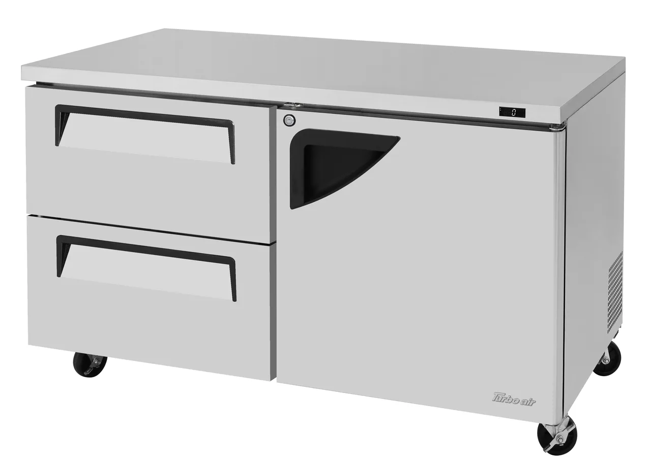 Turbo Air TUF-60SD-D2R-N 60" 2-Section Undercounter Freezer w/ 2 Drawers & 1 Door, 17 cu. ft.
