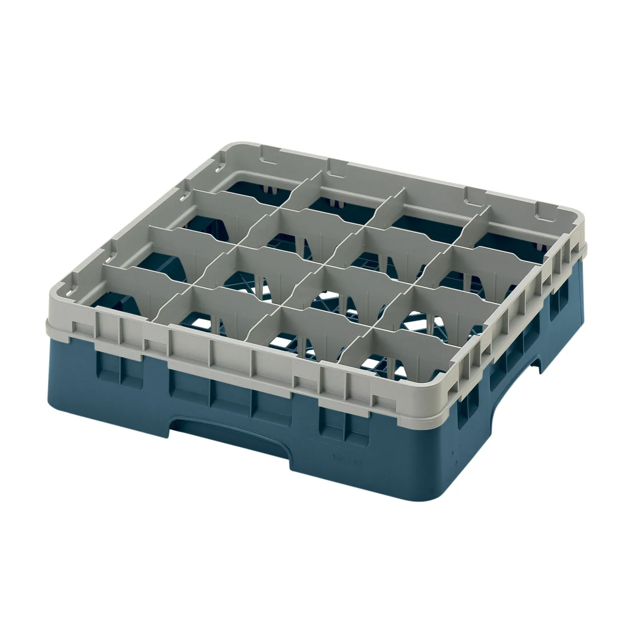 Cambro 16S418414 Camrack Teal Glass Rack, 19-3/4" x 19-3/4", 16 Compartments, 4-3/8" Max Dia, HACCP