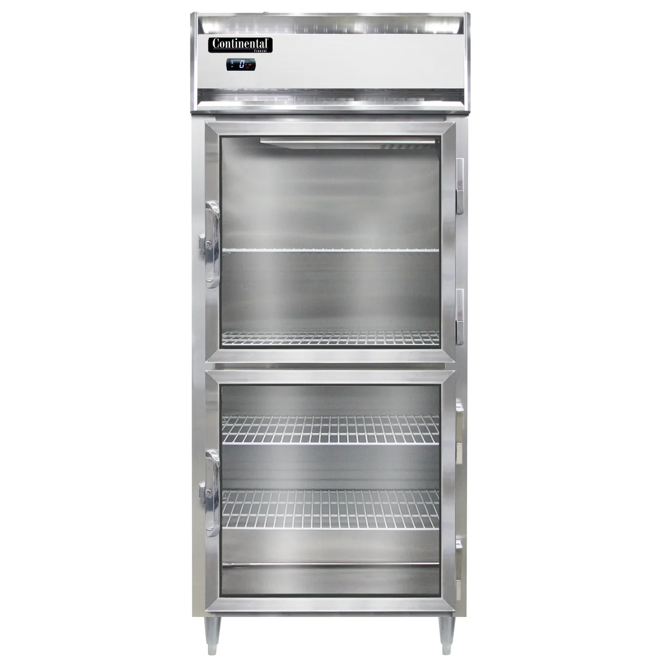 Continental Refrigerator D1FXNGDHD 36" 1-Section Reach-In Freezer, 2 Half Glass Doors, Top Mounted, 32 cu. ft.
