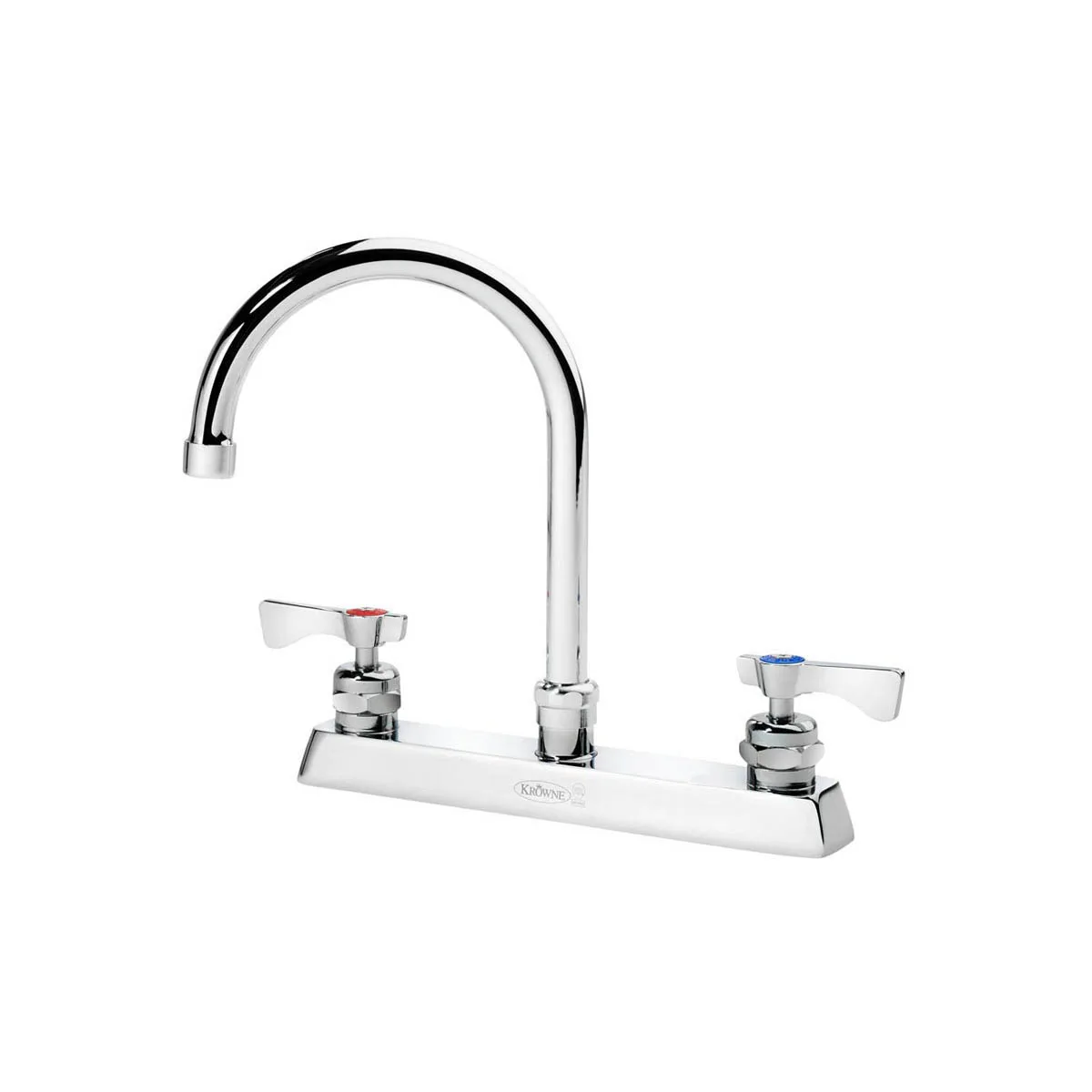 Krowne 15-501L Royal Series Low Lead Deck Mount Faucet w/ 8" Centers, 6" Gooseneck Spout