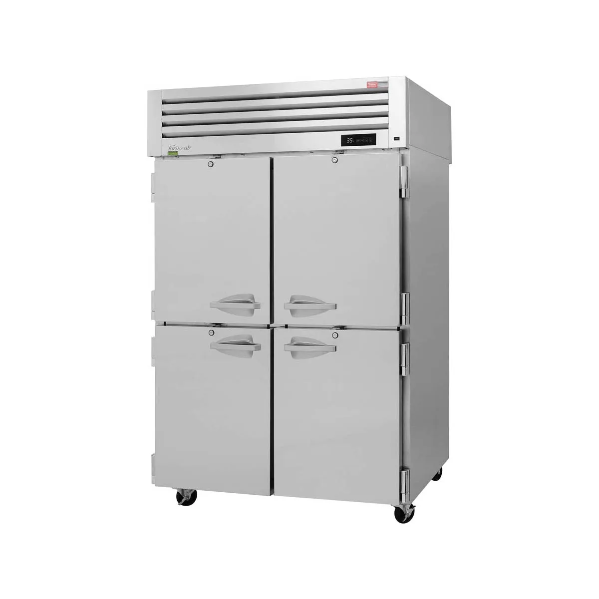 Turbo Air PRO-50-4R-N 51" 2-Section Reach-In Refrigerator w/ 4 Solid Half Doors, Top Mount, Stainless Steel, 48 cu. ft.