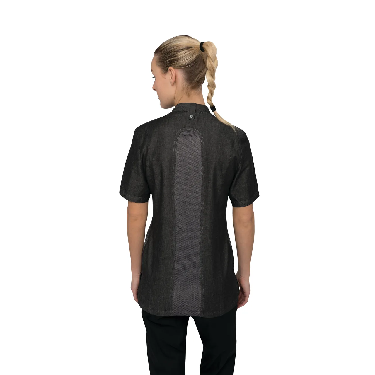 Chef Works CES05W-BLK-XS Women's Chef Coat, Black XS, 100% Cotton, Short Sleeve, Single-Breasted