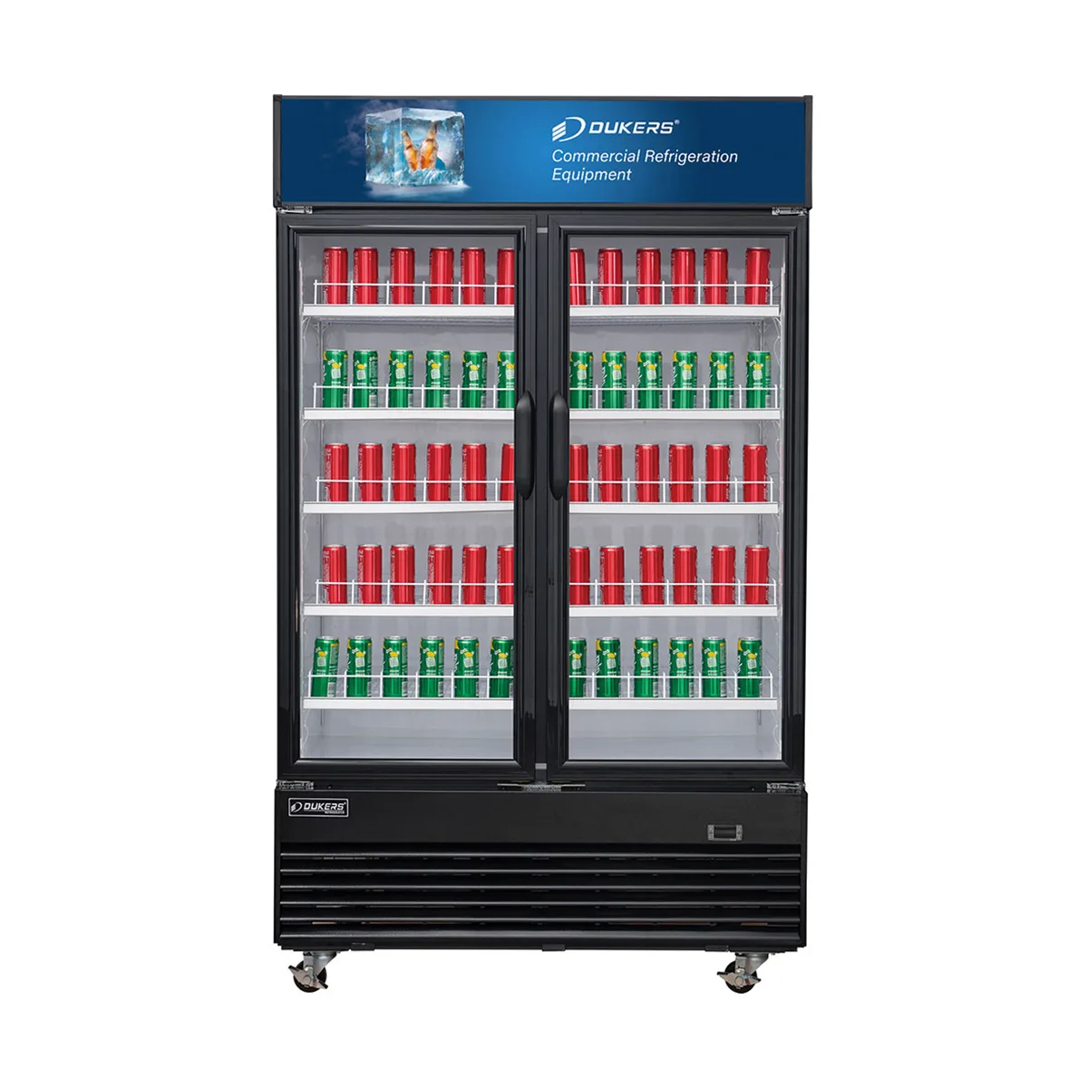 Dukers Appliance Co DSM-33R 47" Two Glass Door Merchandiser Refrigerator in Black, 33.5 cu. ft.