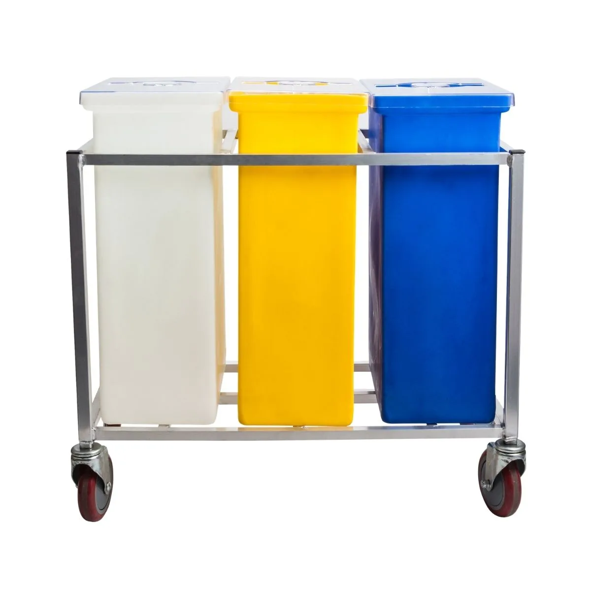 Winholt 148PIB-ALC Bin, White/Yellow/Blue Bins, 225 lb, Aluminum Frame, 5" Casters, 3 Covers