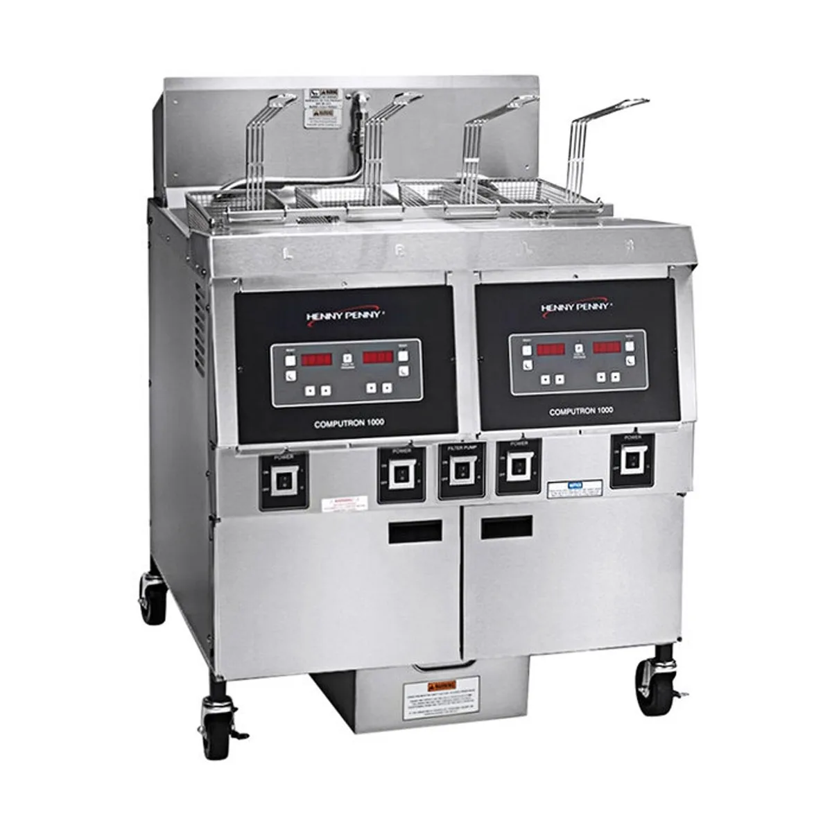 Henny Penny OFG322.05 Multiple Battery Natural Gas Fryer w/ (2) 65 lbs Frypots, Built-In Filtration, Computron™ 1000