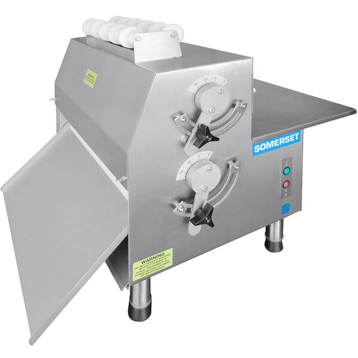 Somerset CDR-2100M Countertop Double Pass Dough Roller, 20" Metallic Rollers, Side Operation