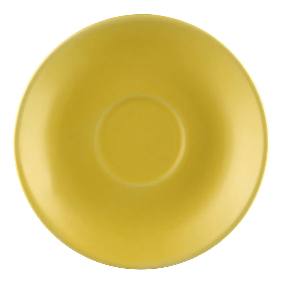 CAC China LV-36-Y After Dinner Cup Saucer, Round 4.5" x 0.75" Yellow Ceramic, Safe - 1 Dozen