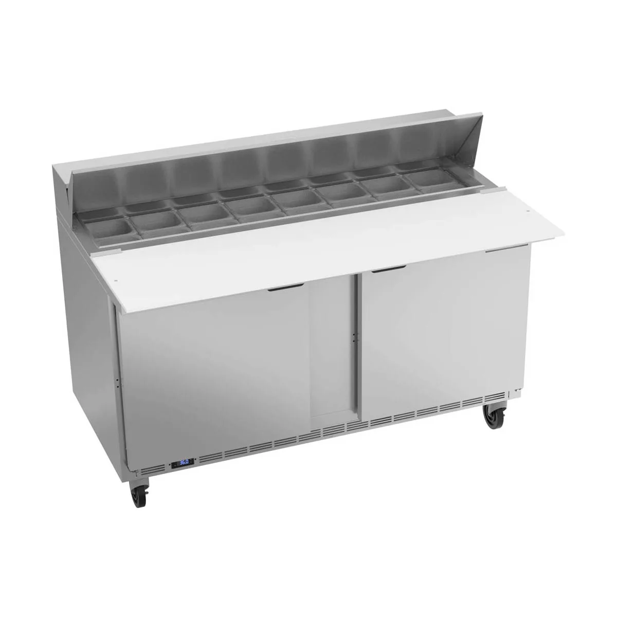 Beverage Air SPE60HC-16C 60" Two Section Sandwich/Salad Prep Table w/ 2 Doors, 16 pans, 16 cu. ft.