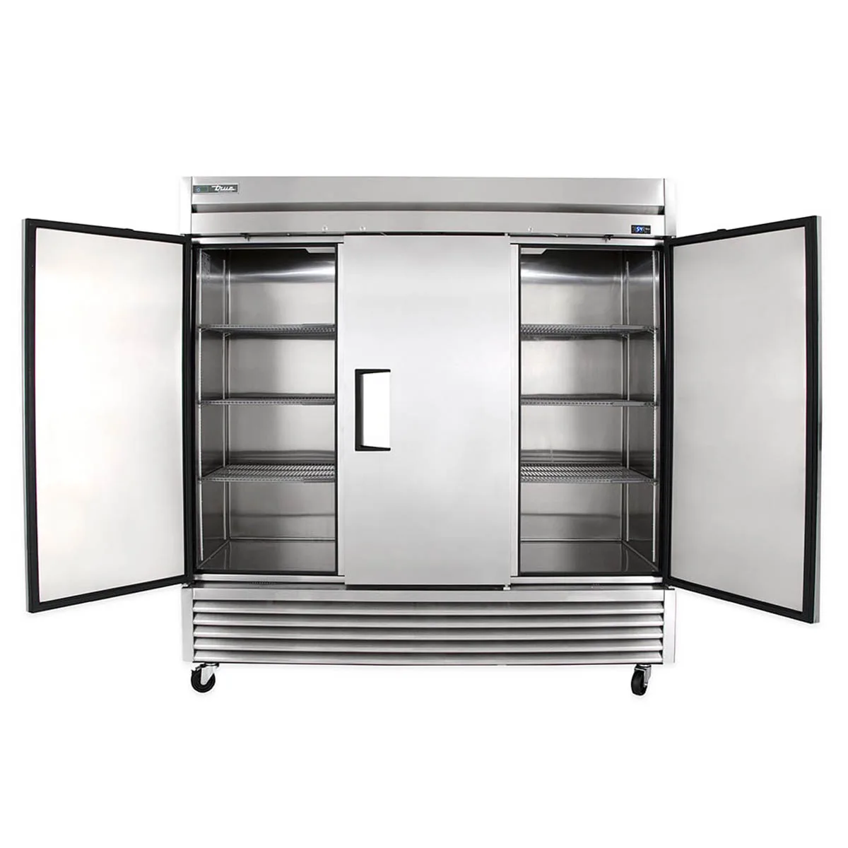 True TS-72-HC 78" 3-Section Reach-In Refrigerator w/ 3 Solid Doors, Bottom Mount, Stainless Steel