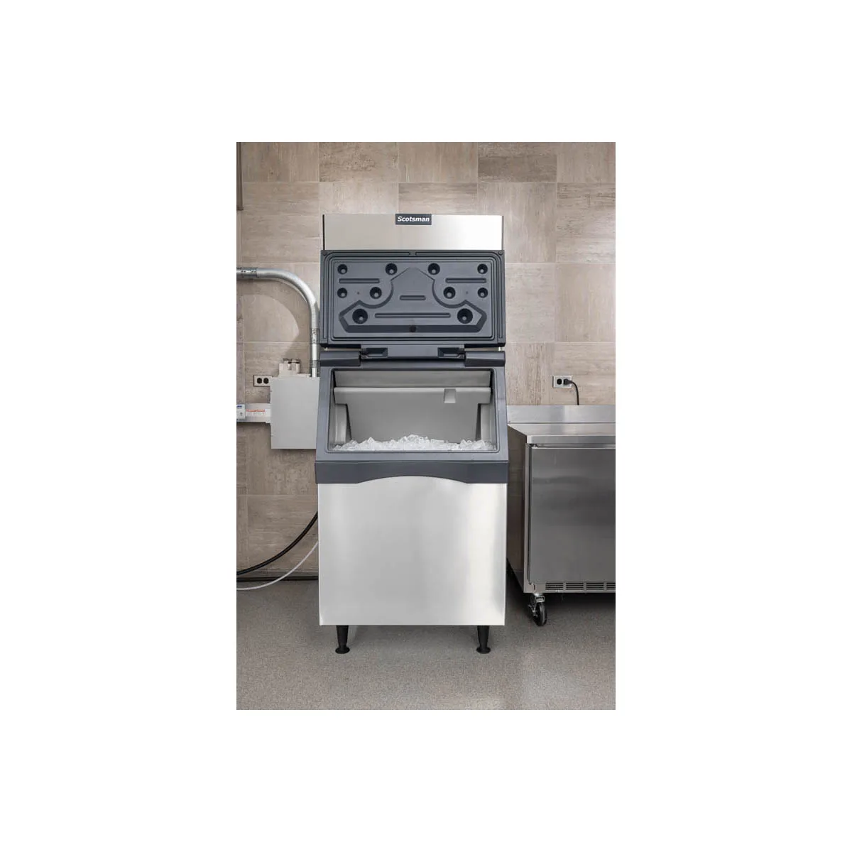 Scotsman MC0530SWX-1/B530S Water Cooled Half Cube 500 lb Ice Machine with Bin, 536 lb Stainless