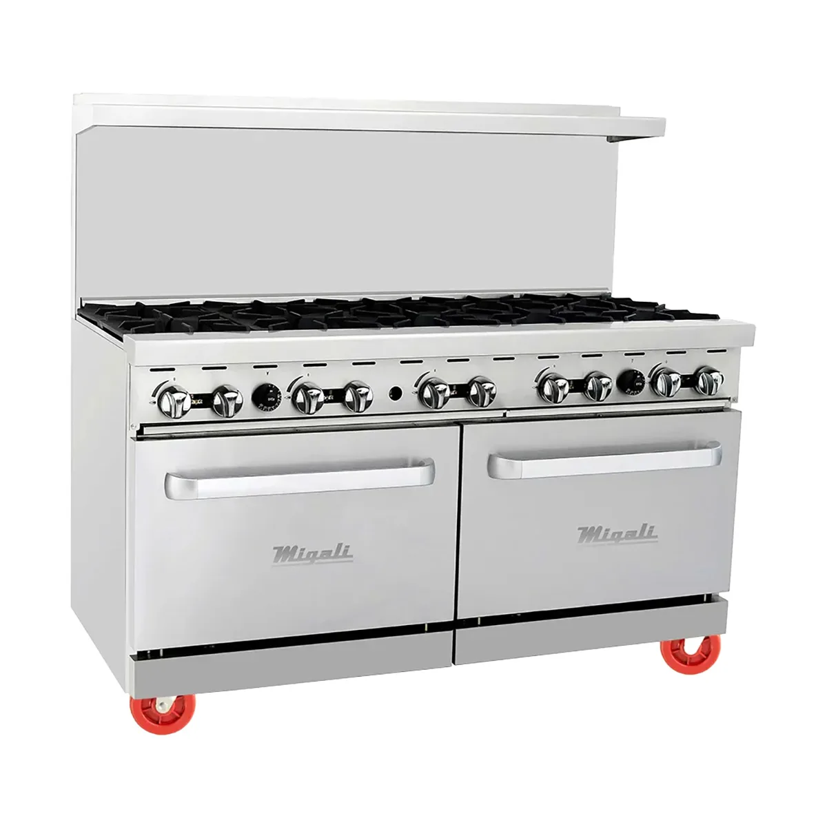 Migali C-RO10B-LP 10 Burners 60" LP Gas Restaurant Range w/ (2) Standard Ovens, 284.000 BTU