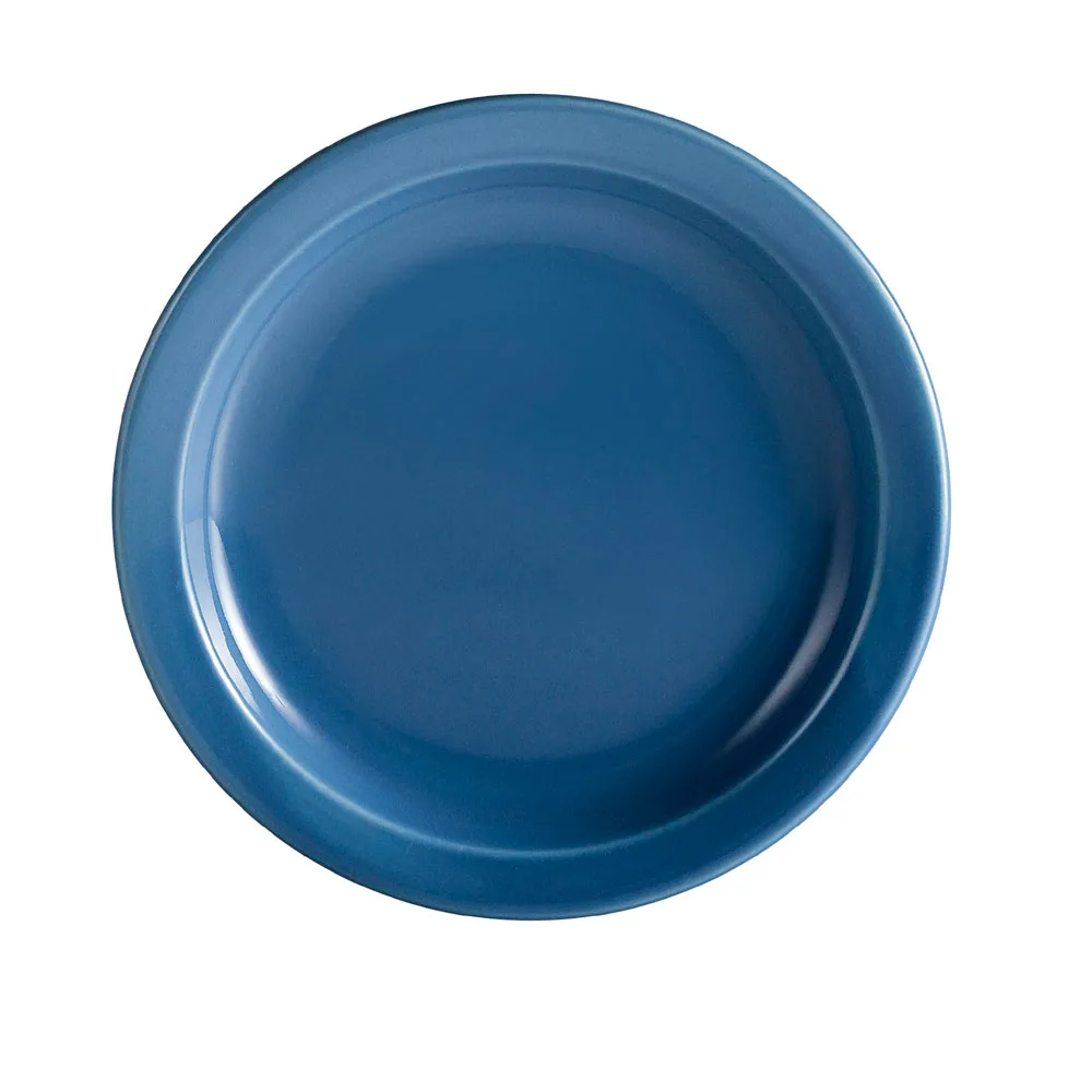CAC China L-7NR-LBU Light Blue Round Plate 7-1/4" Dia. 3/4" H, Narrow Rim, Stoneware - Dozen