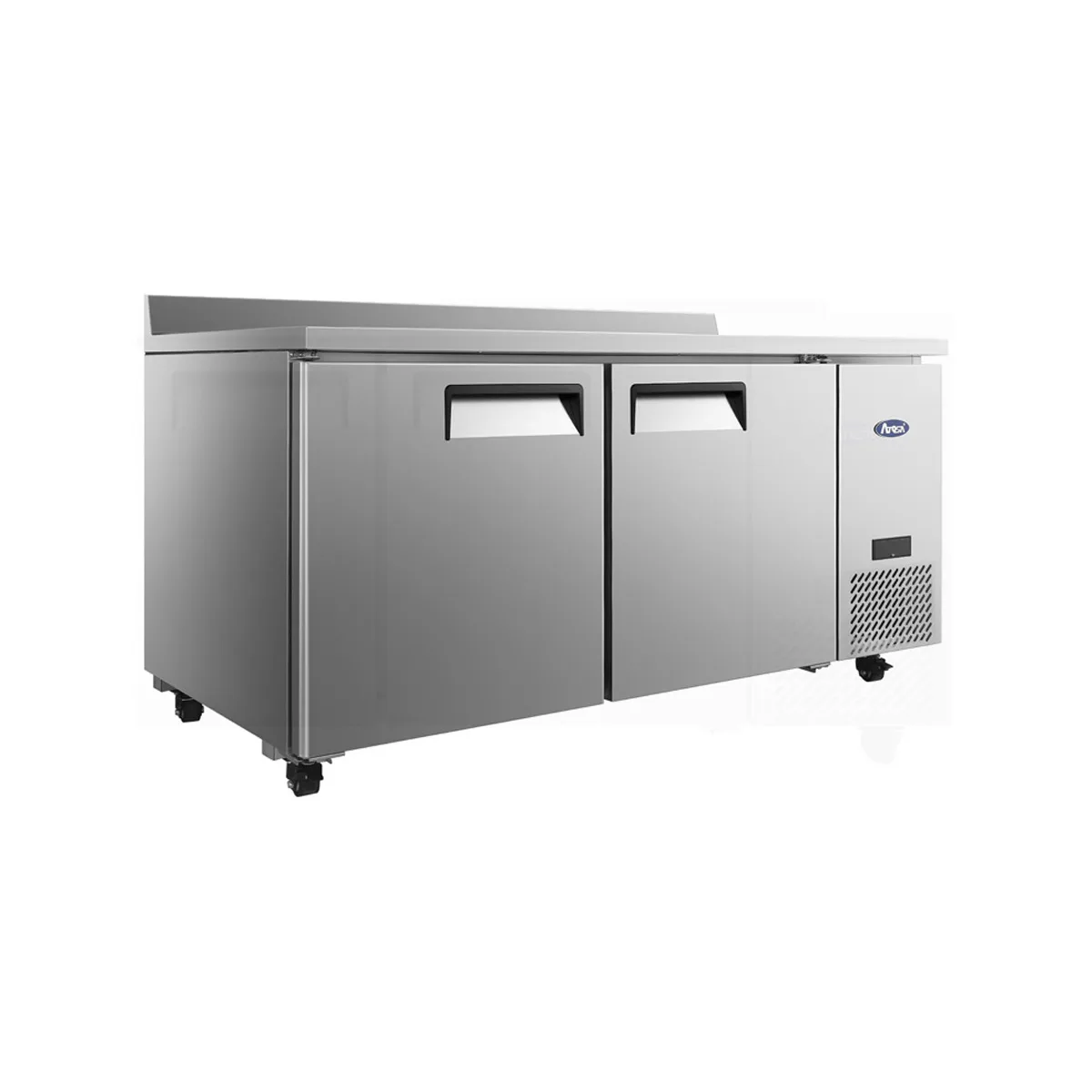 Atosa USA MGF67GR 67" 2-Section Worktop Refrigerator with Backsplash, 2 Doors, 18.5 cu. ft.