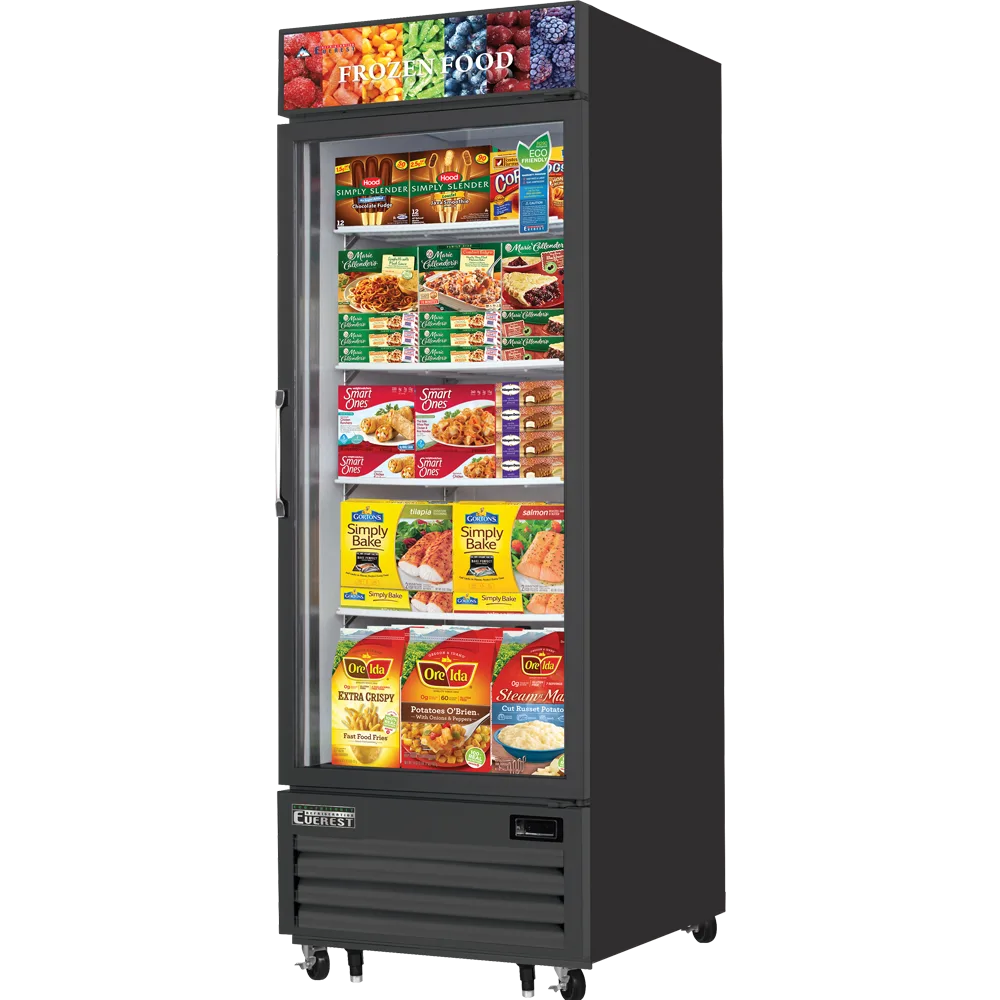 Everest Refrigeration EMGF23B 29" 1 Glass Door Freezer Merchandiser in Black, 23 cu. ft.