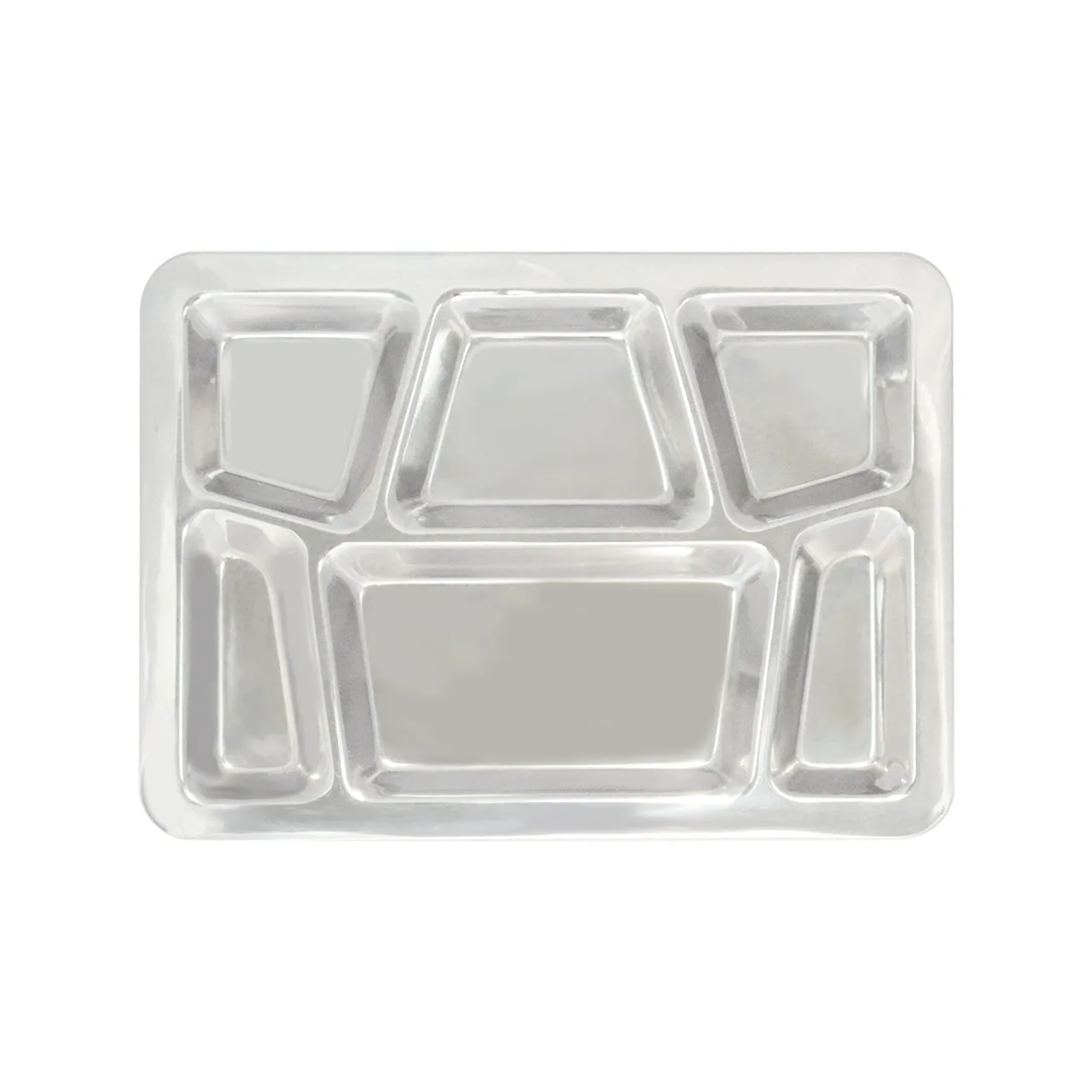 CAC China STRY-6T Compartment Tray, 15-1/2" x 11-1/2", 6 Compartments, Stainless Steel, Trapezoid