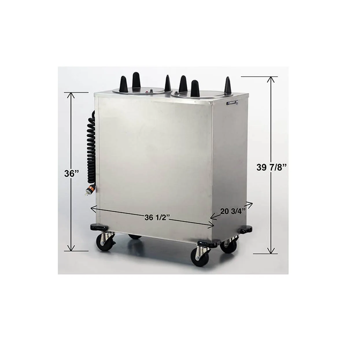 Lakeside 6212 Mobile Enclosed Two Stack Heated Dish Dispenser for 11 1/4" to 12 1/4" Dishes