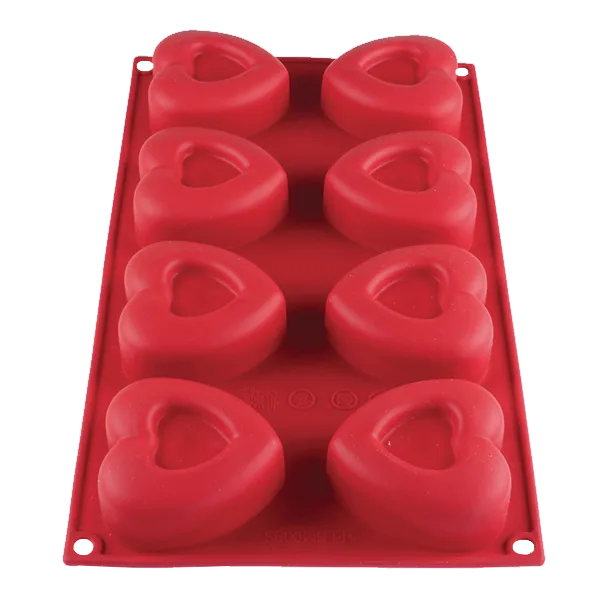 Thunder Group PLBM008S Baking Mold, 2-2/5 Oz. -40° - 550°F Temperature Range (8) Heart Cavities