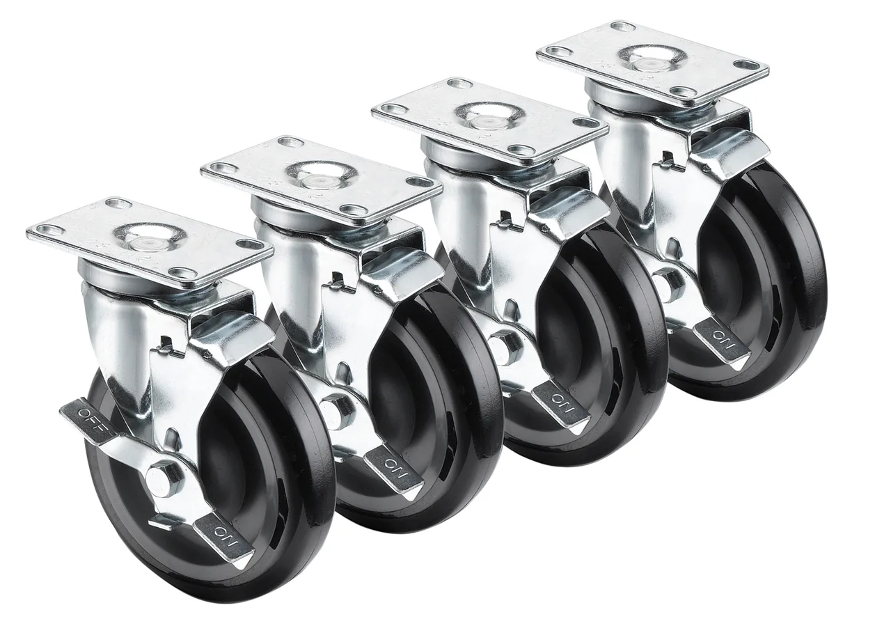 Krowne 28-113S Krowne Plate Caster, Swivel with Brake, 5" Diameter