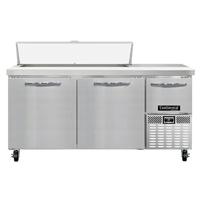 Continental Refrigerator RA68N12 68" 3-Door Sandwich and Salad Prep Table, 12 Pans, Stainless Steel