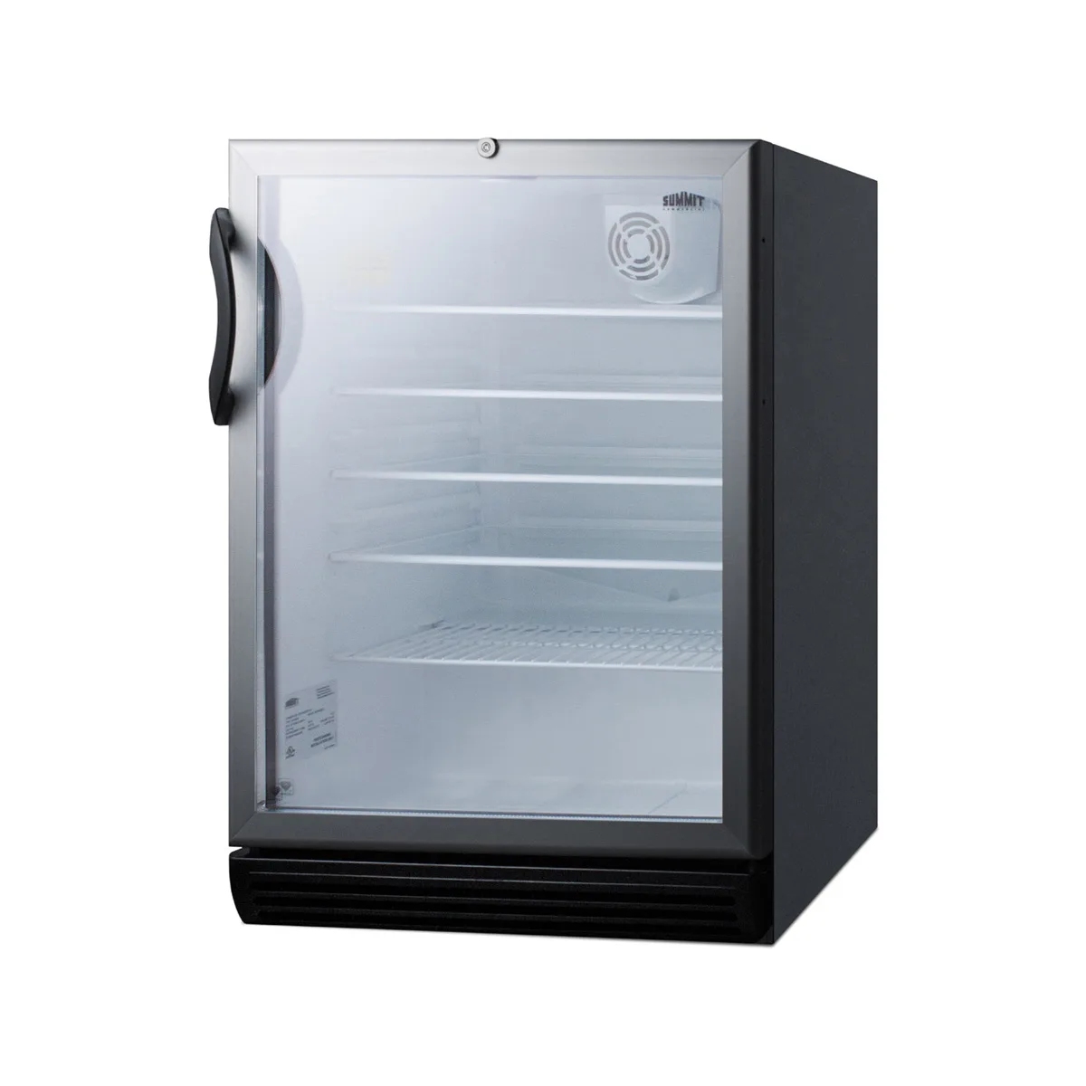 Summit SCR600BGLADA - 5.5 cu ft Reach‑In Merchandiser Refrigerator, Black Glass Door, R600a, ADA