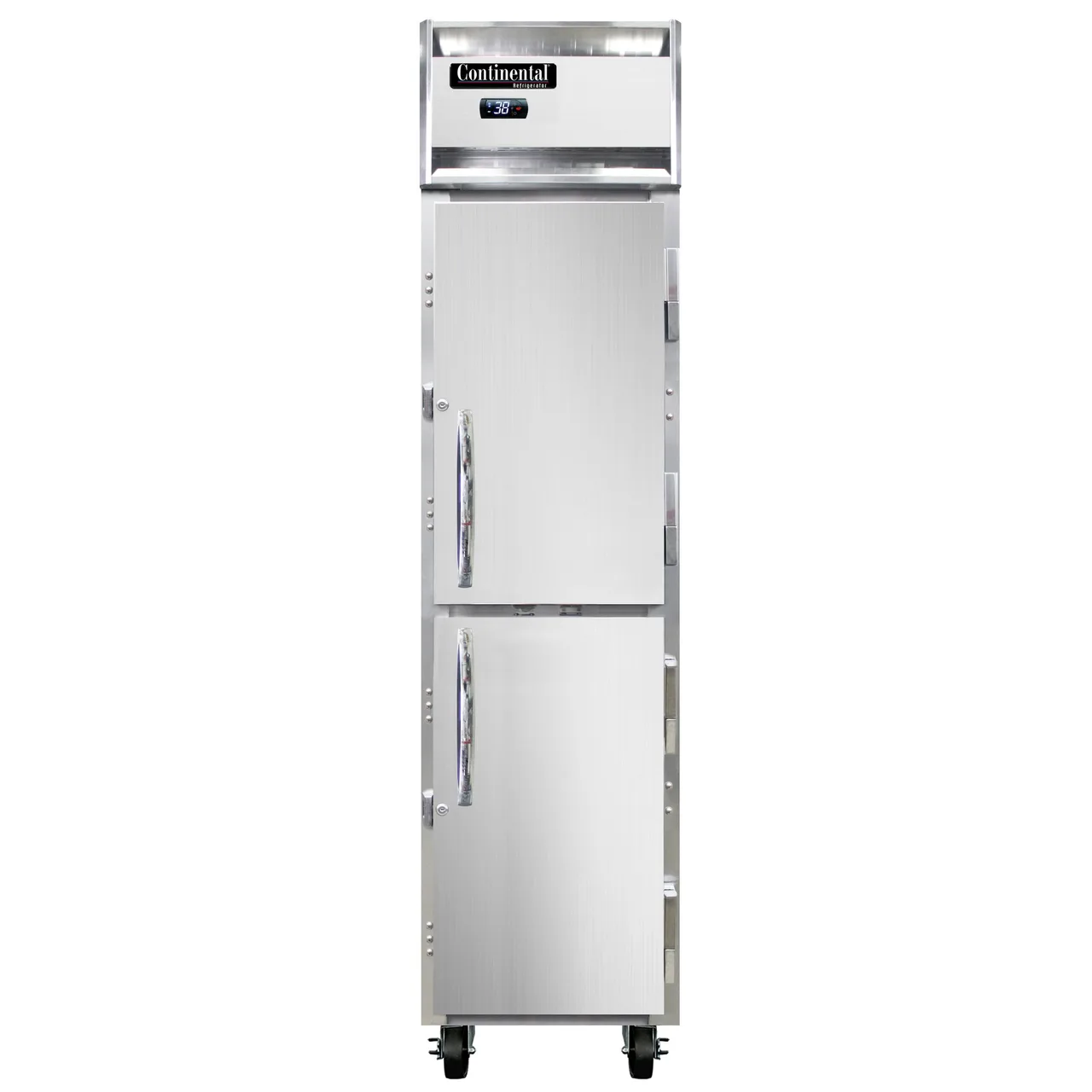 Continental 1RSENHD 18" 1-Section Reach-In Refrigerator w/ 2 Solid Half Doors, Stainless Steel Front Aluminum Exterior, 15 cu. ft.