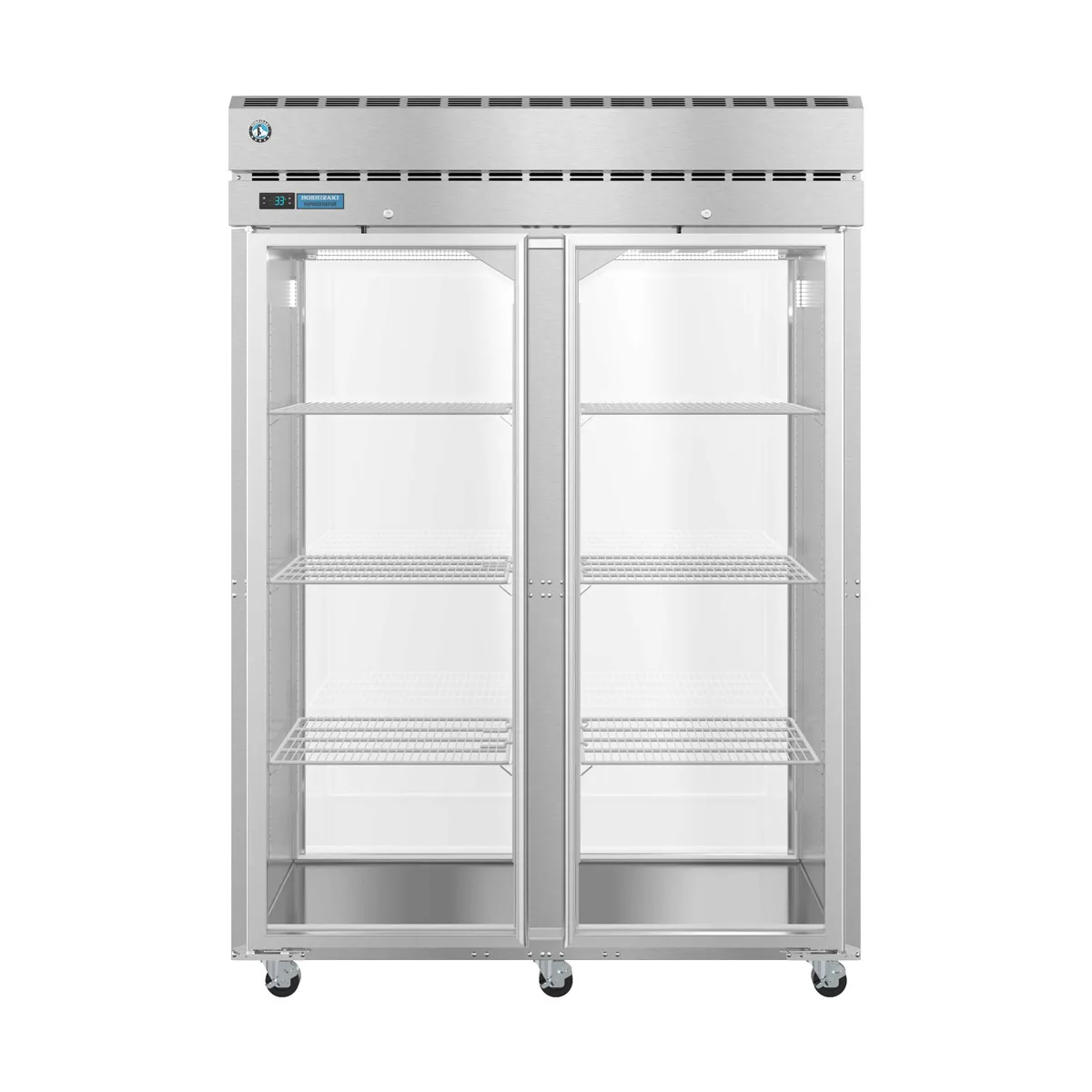 Hoshizaki PT2A-FG-FG 2-Section Pass-Thru Refrigerator w/ 4 Glass Full Doors, Top Mount, Stainless Steel, 53 cu. ft.