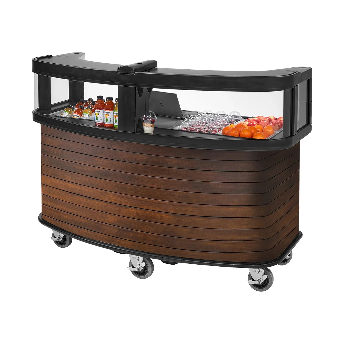 Cambro CVC75W16 Vending Cart, 75"W, Polyethylene, Dark Oak Wrap, NSF