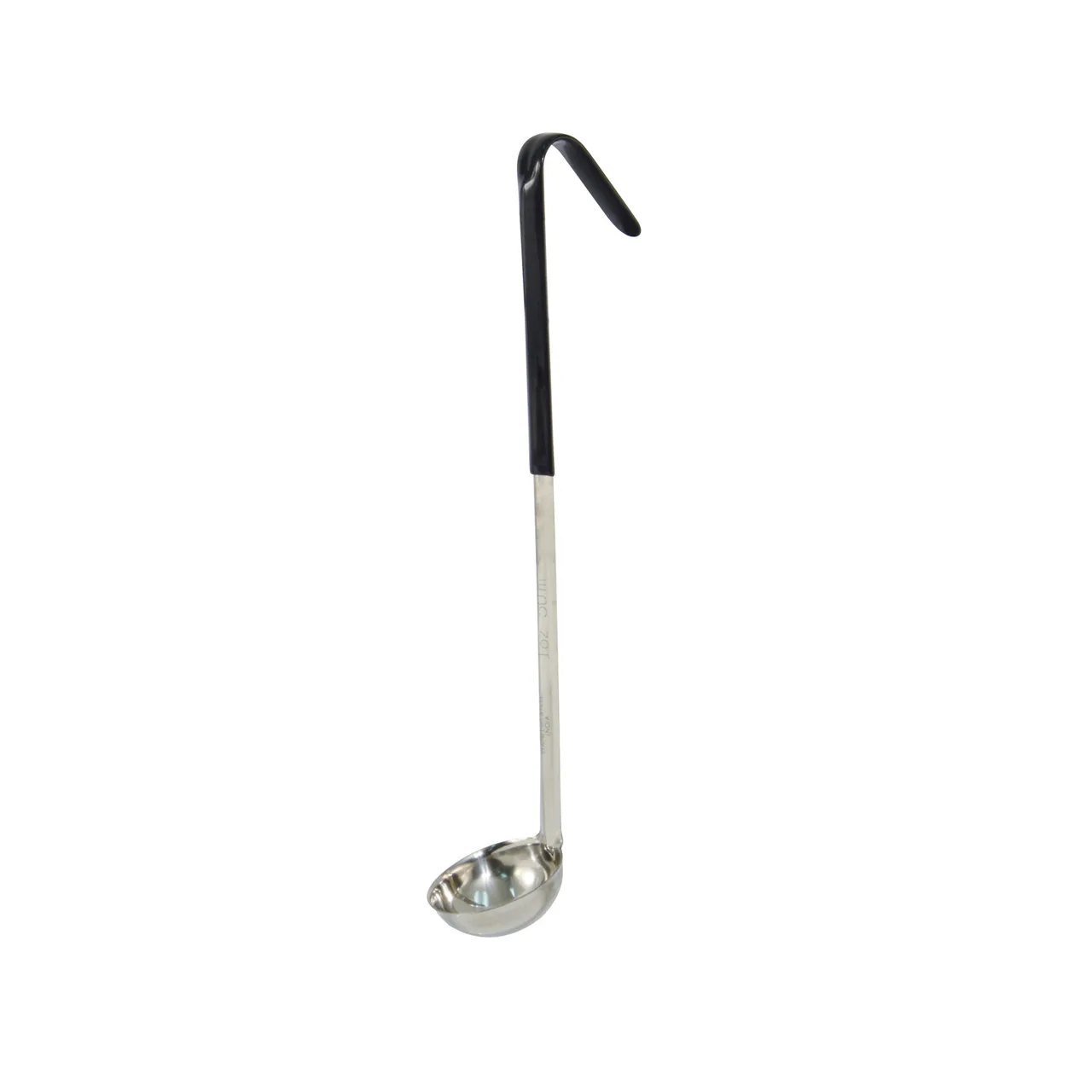 CAC China SSLD-10BK Serving Ladle, 1 oz., 11-1/2"L, One-Piece, Black Handle, Stainless Steel
