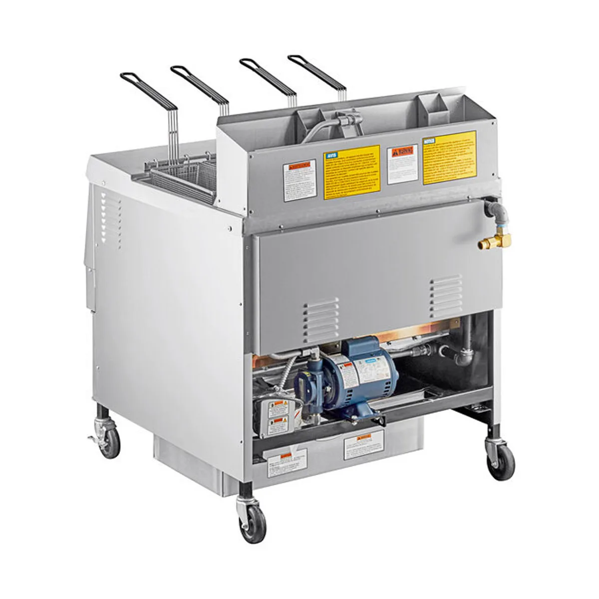 Henny Penny OFG322.07 Multiple Battery LP Gas Fryer w/ (2) 65 lbs Frypots, Built-In Filtration, Computron™ 1000