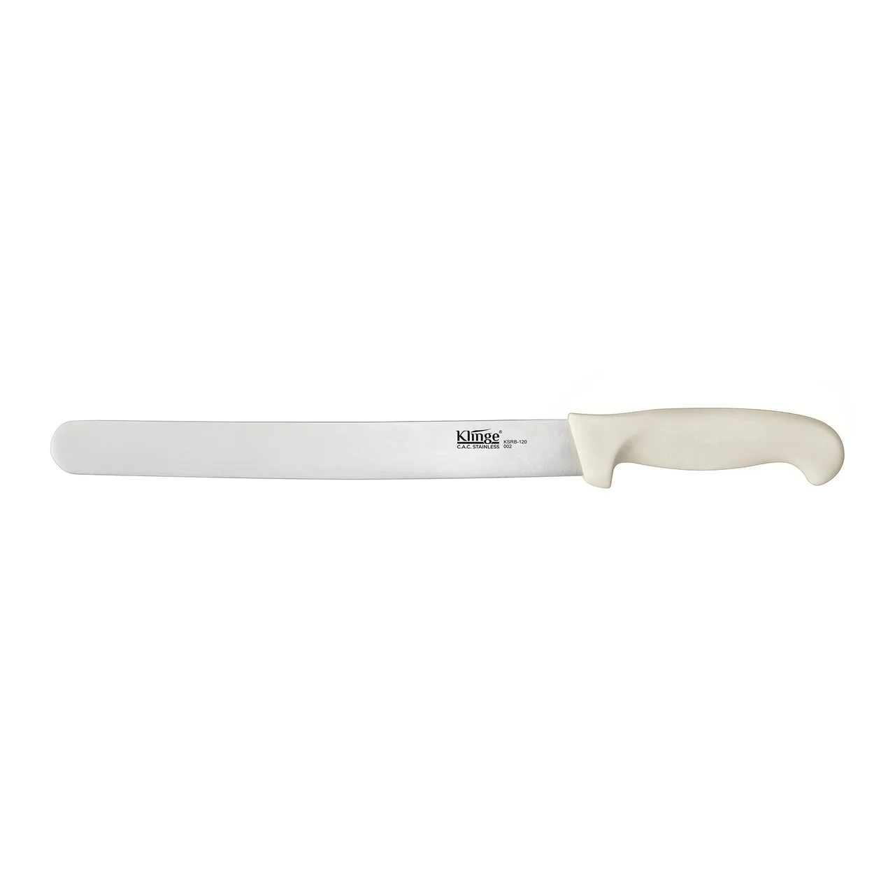 CAC China KSRB-120 Roast Beef Slicer Knife, 12" German High-Carbon Steel, White Handle